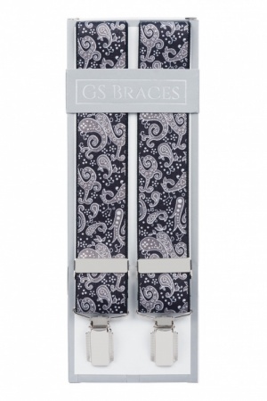 Black and Grey Paisley Braces